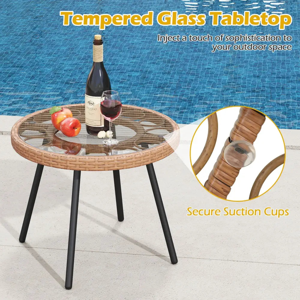 3 Piece Patio Bistro Set with Heavy Duty Metal Frame-Beige - Beige - Patio Conversation Sets