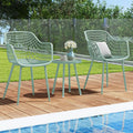 3 Piece Patio Chair Set with PP Seat and Tabletop for Porch-Green - Green - Patio Conversation Sets