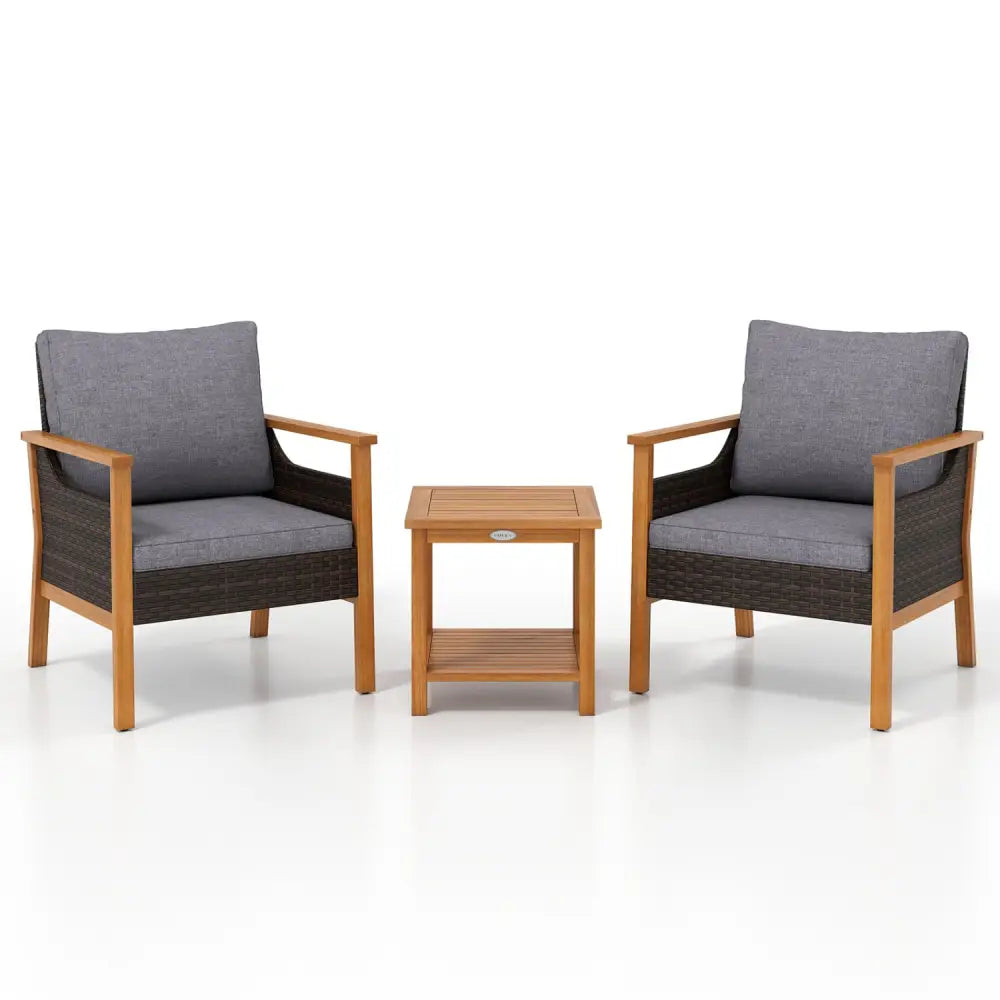 3 Piece Patio Furniture Set-Gray - Gray - Patio Dining Sets