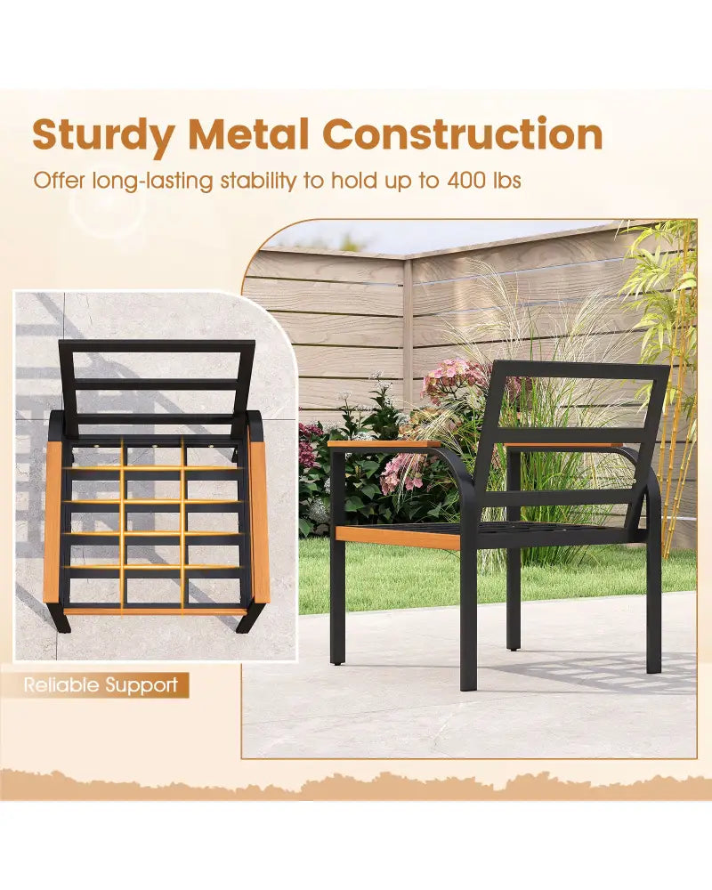 3 Piece Patio Furniture Set Outdoor Conversation Set with Coffee Table-Grey - Gray - Patio Conversation Sets