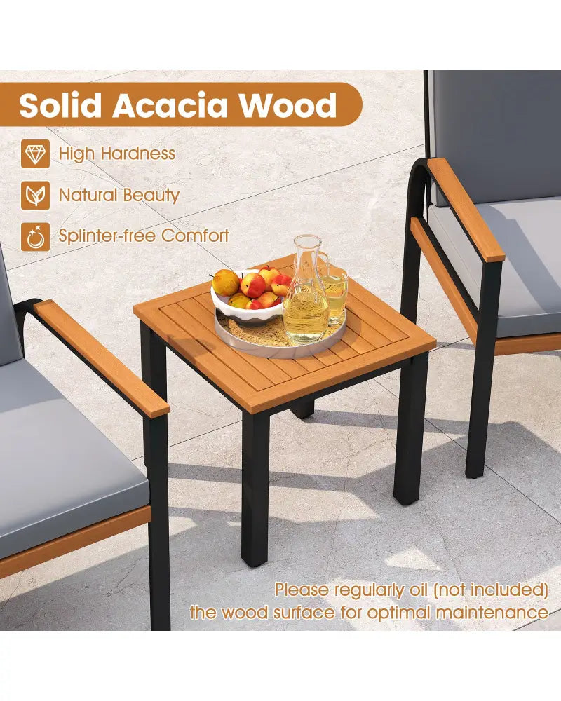 3 Piece Patio Furniture Set Outdoor Conversation Set with Coffee Table-Grey - Gray - Patio Conversation Sets