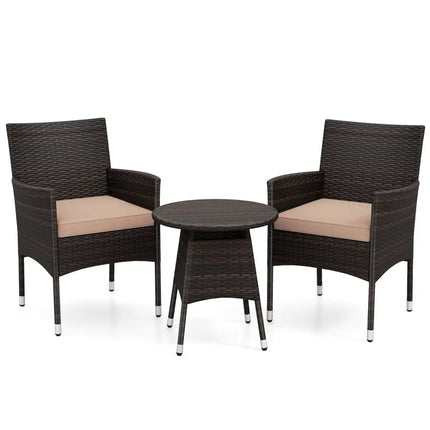 3 Piece Patio Furniture Set Outside Bistro Set for Porch-Beige - Beige - Patio Conversation Sets