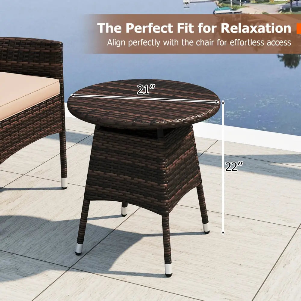 3 Piece Patio Furniture Set Outside Bistro Set for Porch-Beige - Beige - Patio Conversation Sets