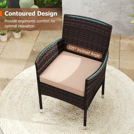3 Piece Patio Furniture Set Outside Bistro Set for Porch-Beige - Beige - Patio Conversation Sets