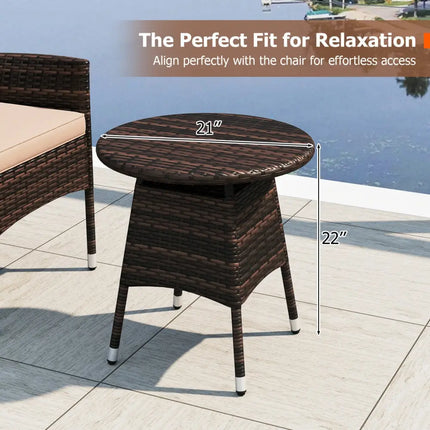 3 Piece Patio Furniture Set Outside Bistro Set for Porch-Beige - Beige - Patio Conversation Sets
