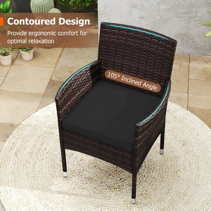 3 Piece Patio Furniture Set Outside Bistro Set for Porch-Black - Black - Patio Conversation Sets