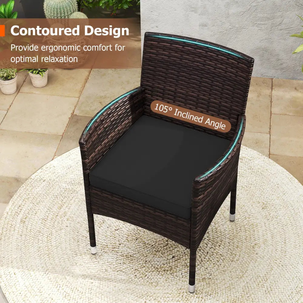 3 Piece Patio Furniture Set Outside Bistro Set for Porch-Black - Black - Patio Conversation Sets