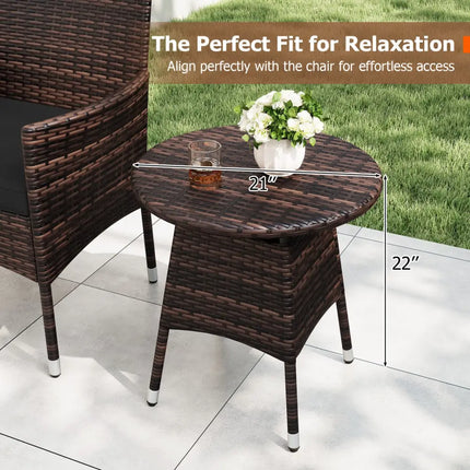 3 Piece Patio Furniture Set Outside Bistro Set for Porch-Black - Black - Patio Conversation Sets