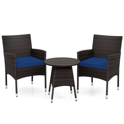 3 Piece Patio Furniture Set Outside Bistro Set for Porch-Navy - Navy - Patio Conversation Sets