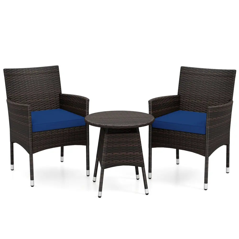 3 Piece Patio Furniture Set Outside Bistro Set for Porch-Navy - Navy - Patio Conversation Sets