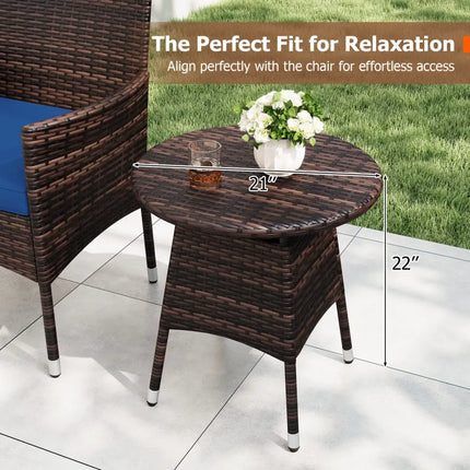 3 Piece Patio Furniture Set Outside Bistro Set for Porch-Navy - Navy - Patio Conversation Sets