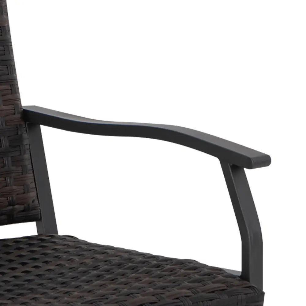 3 Piece Patio Gliding Set with Tempered Glass Coffee Table All Weather-Brown - Brown - Patio Conversation Sets