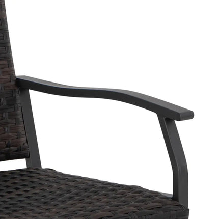 3 Piece Patio Gliding Set with Tempered Glass Coffee Table All Weather-Brown - Brown - Patio Conversation Sets