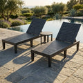 3-Piece Patio Lounge Set with Adjustable Recliner Chairs and Round Side Table for Poolside - Outdoor Chaise Lounges