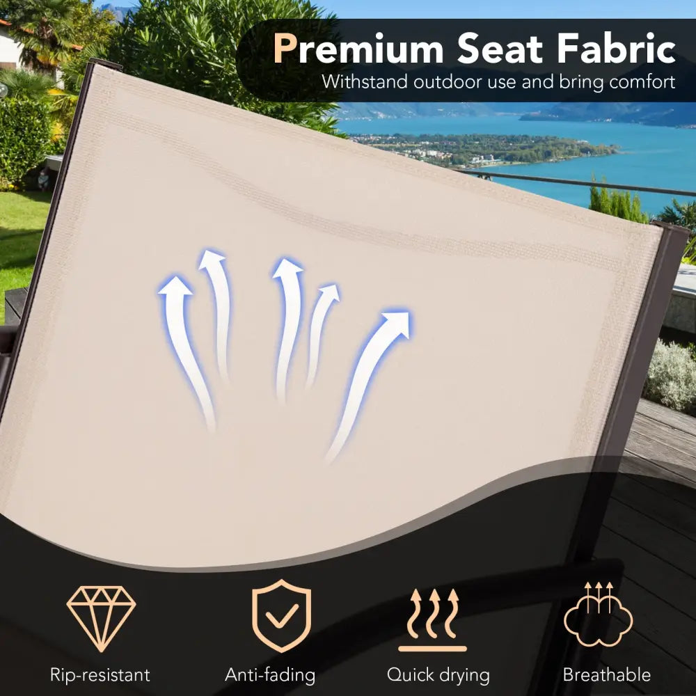 3 Piece Patio Metal Aluminum Wide Armchair and Table Set-Rusic Brown - Patio Conversation Sets