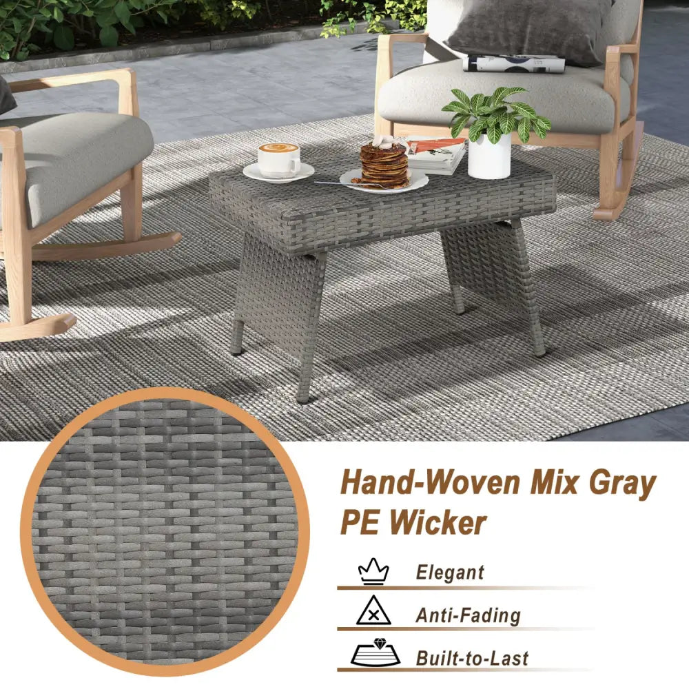3-Piece Patio Set with 2 Adjustable Lounger Chairs and Rattan Side Table - Outdoor Chaise Lounges