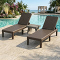 3-Piece Patio Set with 2 Adjustable Lounger Chairs and Rattan Side Table - Outdoor Chaise Lounges