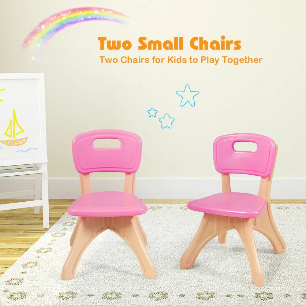3-Piece Plastic Children Play Table & Chair Set-Pink - Multicolor - Kids Table & Chair Sets
