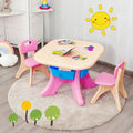 3-Piece Plastic Children Play Table & Chair Set-Pink - Multicolor - Kids Table & Chair Sets