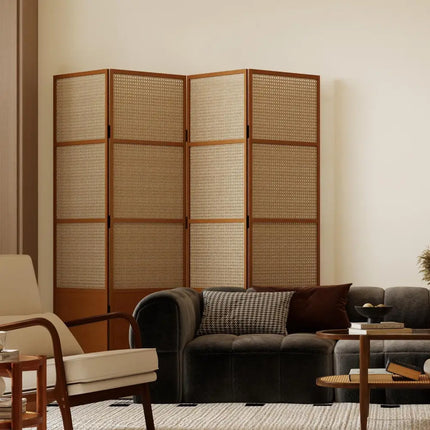 3 Piece Rattan and Wood Living Room Set with Side Table Coffee Table and TV Stand Costway