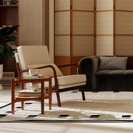 3 Piece Rattan and Wood Living Room Set with Side Table Coffee Table and TV Stand Costway