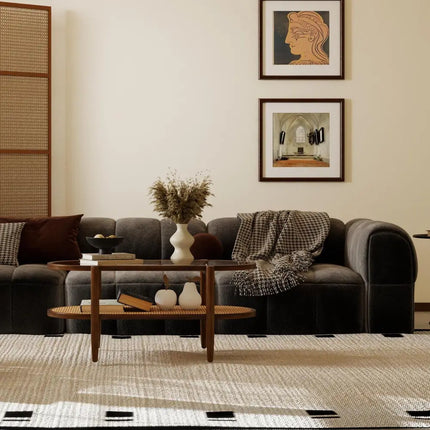 3 Piece Rattan and Wood Living Room Set with Side Table Coffee Table and TV Stand Costway
