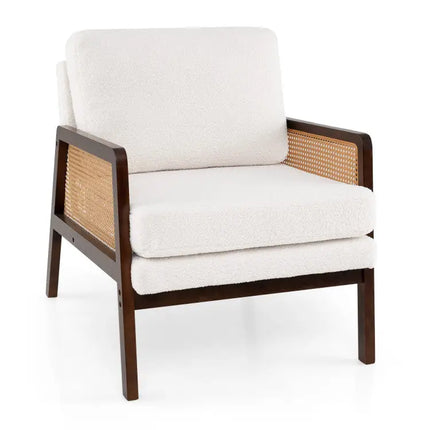 3-Piece Rattan Living Room Furniture Set with Tempered Glass Tabletop and Accent Chair Costway