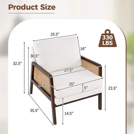 3-Piece Rattan Living Room Furniture Set with Tempered Glass Tabletop and Accent Chair Costway