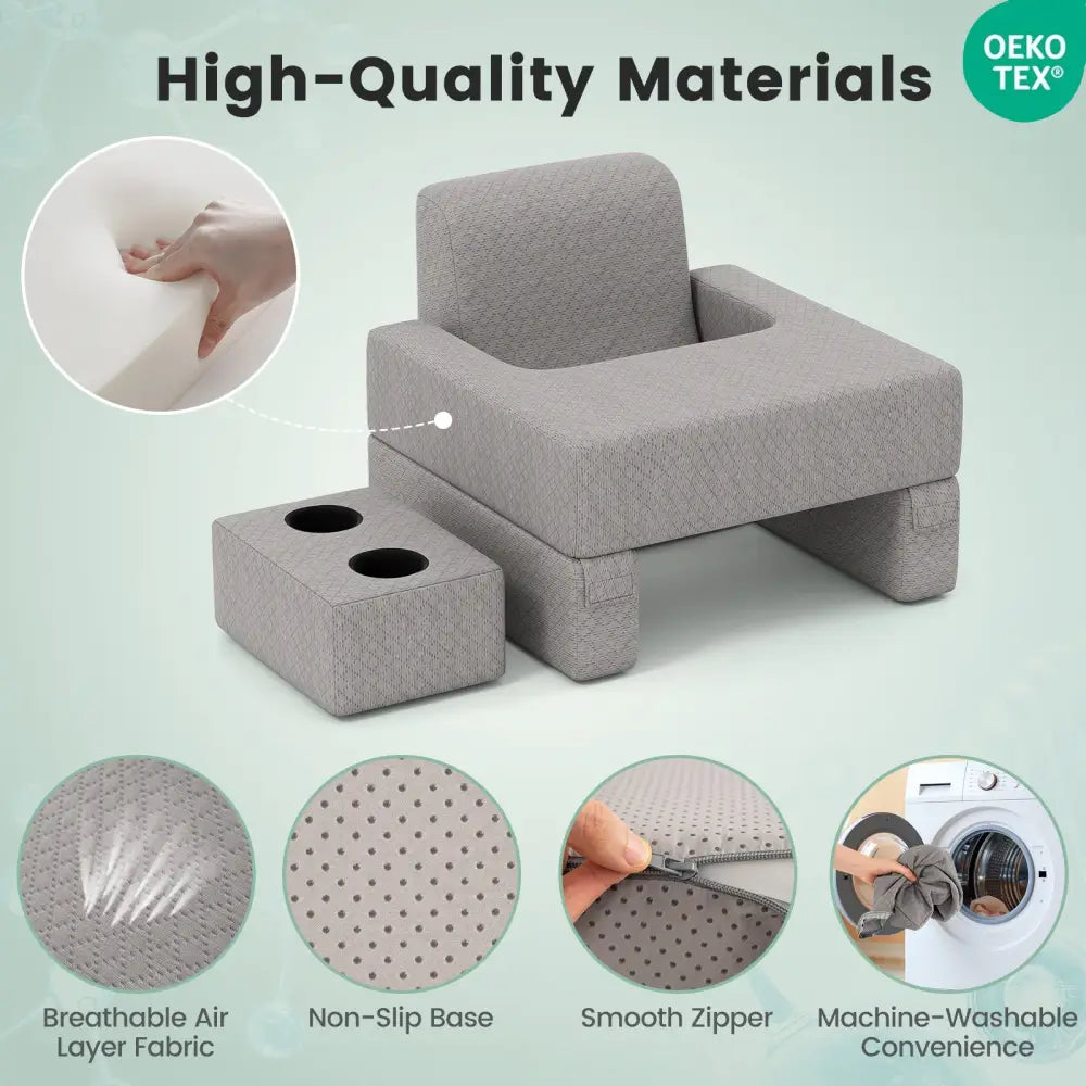 3-Piece Reading Pillow Set Extra Large Lap Desk with Coaster-Gray - Gray - Bedding