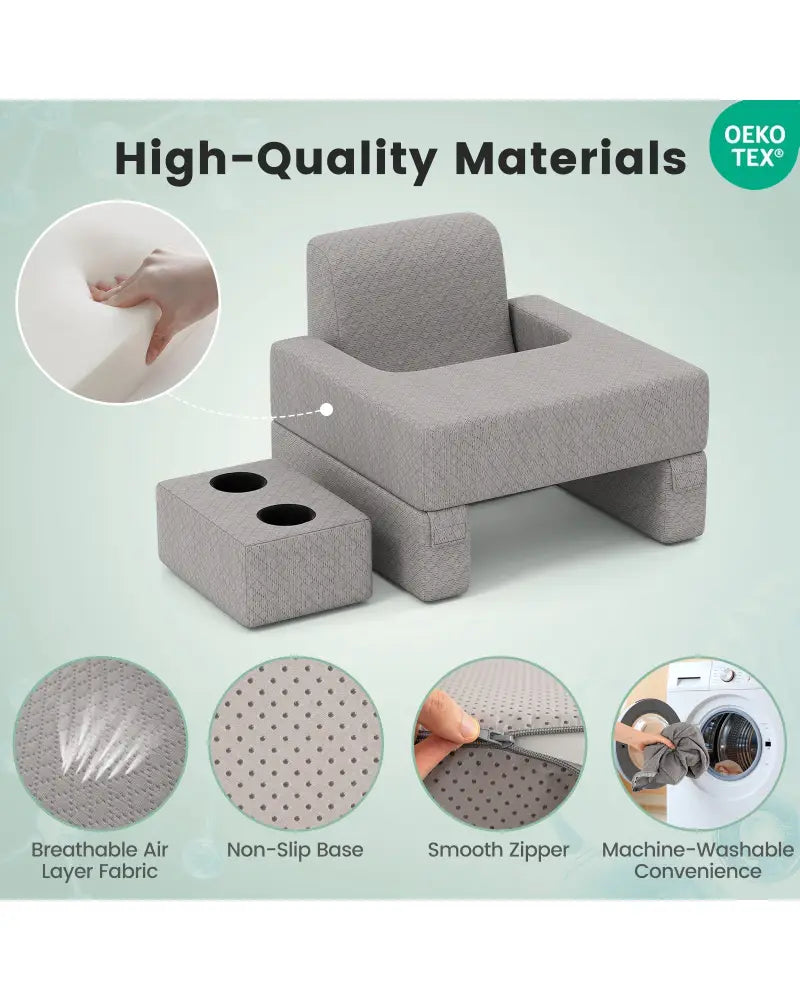 3-Piece Reading Pillow Set Extra Large Lap Desk with Coaster-Gray - Gray - Bedding
