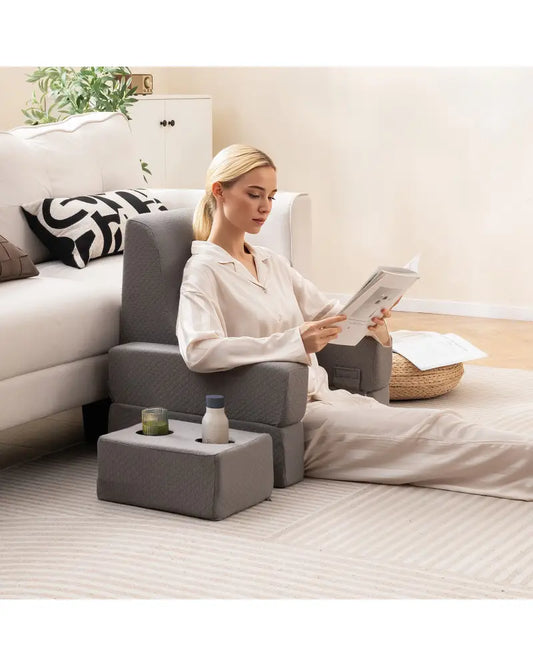 3-Piece Reading Pillow Set Extra Large Lap Desk with Coaster-Gray - Gray - Bedding