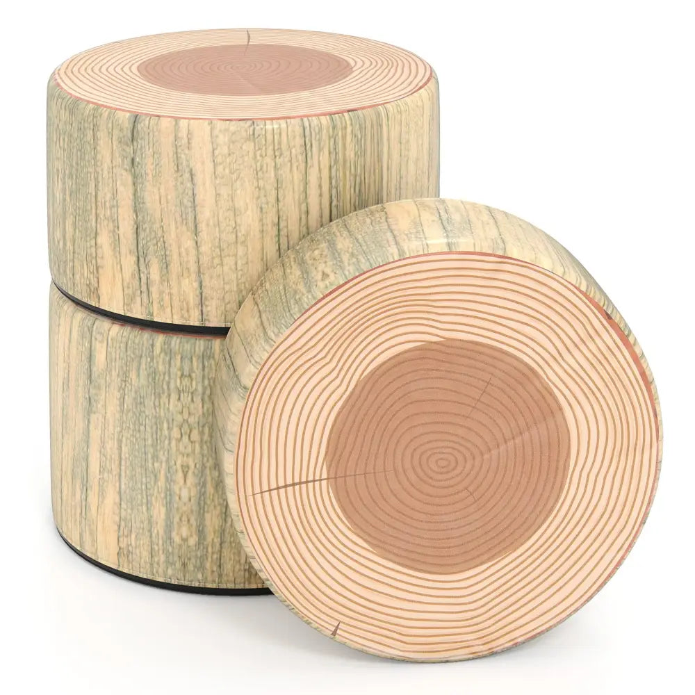 3-Piece Tree Stump Stool Set with Wood Printing Nature Decoration-Natural - Natural - Kids Table & Chair Sets