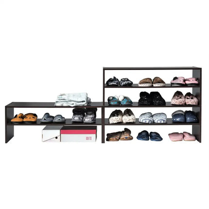 3 Pieces 31-Inch Stackable Multi-Shape Shoe Rack-Brown - Brown - Shoe Racks & Storage Benches