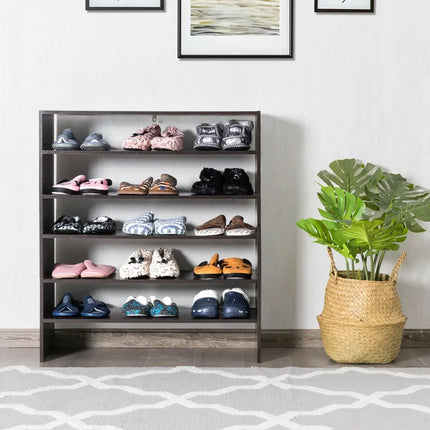3 Pieces 31-Inch Stackable Multi-Shape Shoe Rack-Brown - Brown - Shoe Racks & Storage Benches