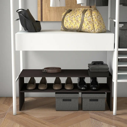 3 Pieces 31-Inch Stackable Multi-Shape Shoe Rack-Brown - Brown - Shoe Racks & Storage Benches