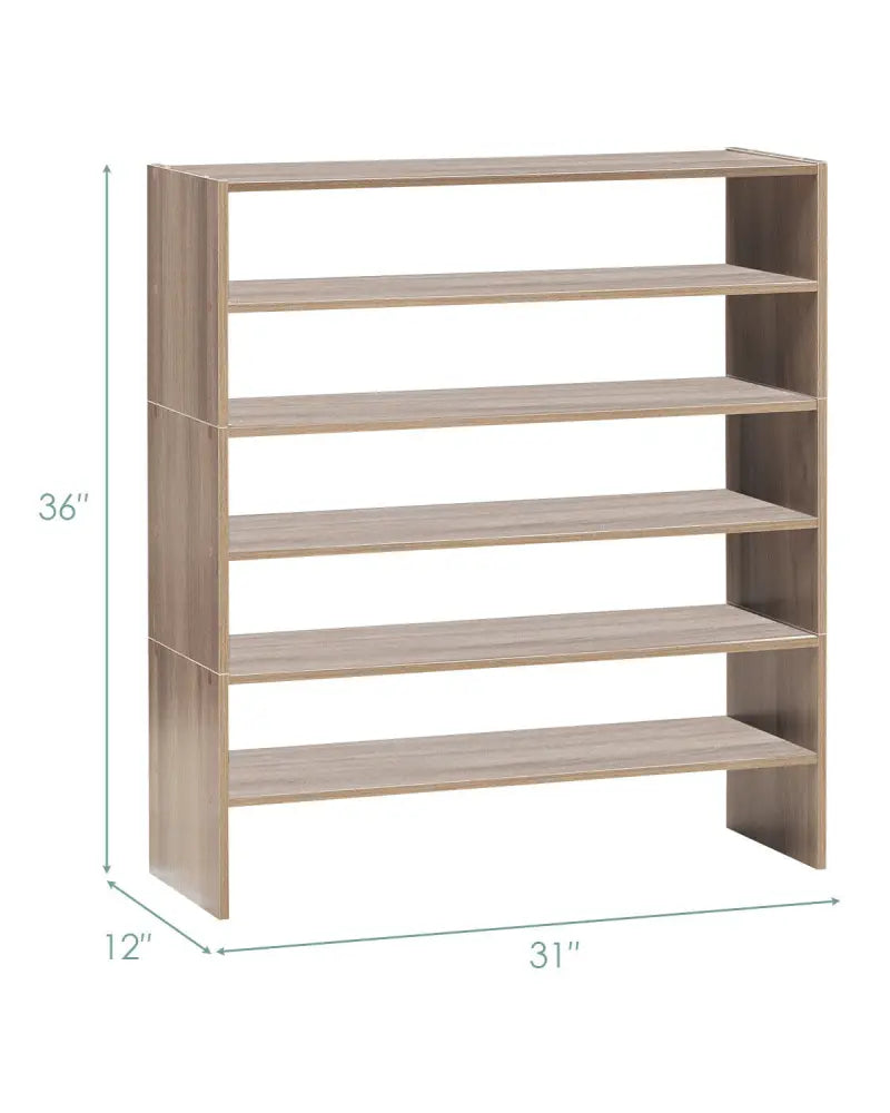 3 Pieces 31-Inch Stackable Multi-Shape Shoe Rack-Natural - Natural - Shoe Racks & Storage Benches