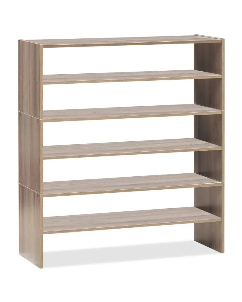 3 Pieces 31-Inch Stackable Multi-Shape Shoe Rack-Natural - Natural - Shoe Racks & Storage Benches