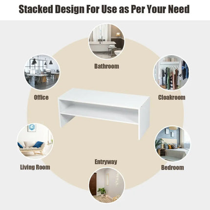 3 Pieces 31-Inch Stackable Multi-Shape Shoe Rack-White - White - Shoe Racks & Storage Benches