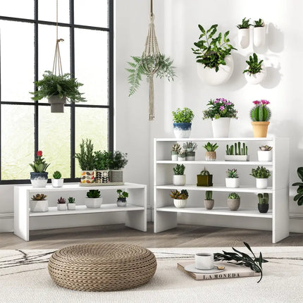 3 Pieces 31-Inch Stackable Multi-Shape Shoe Rack-White - White - Shoe Racks & Storage Benches