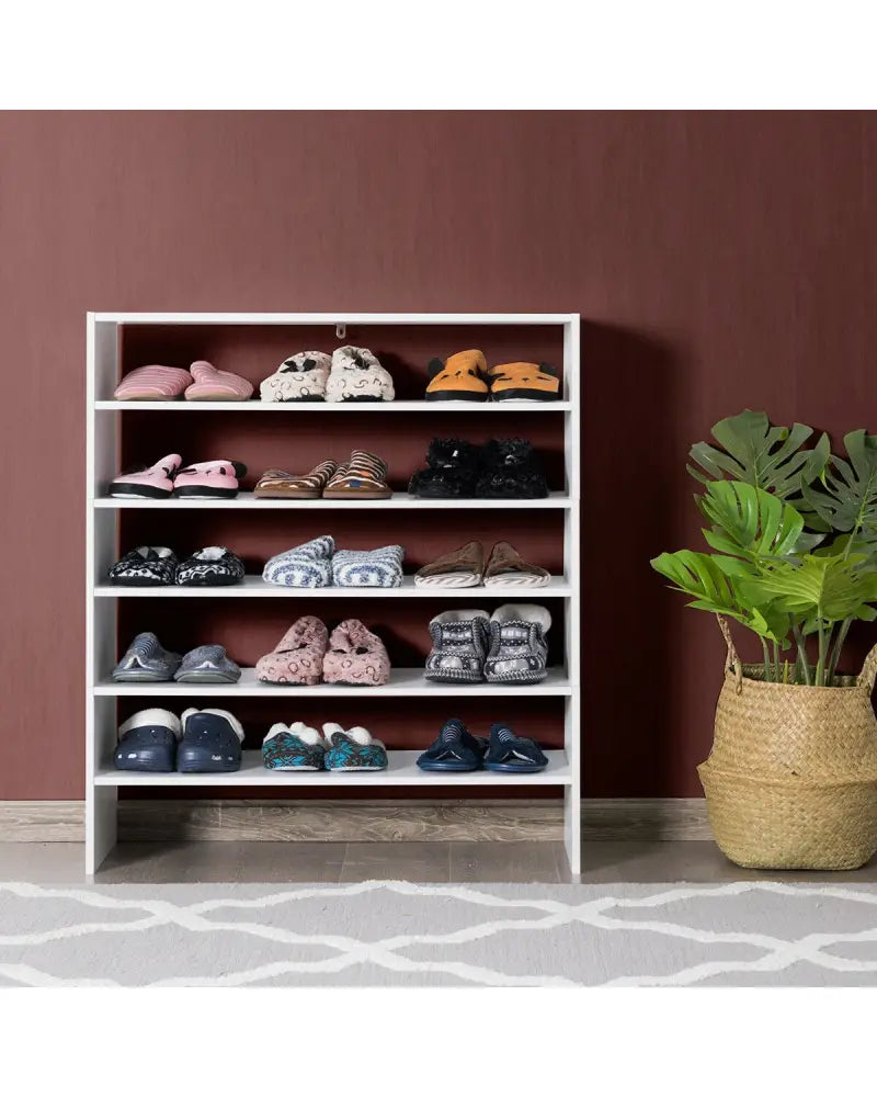 3 Pieces 31-Inch Stackable Multi-Shape Shoe Rack-White - White - Shoe Racks & Storage Benches