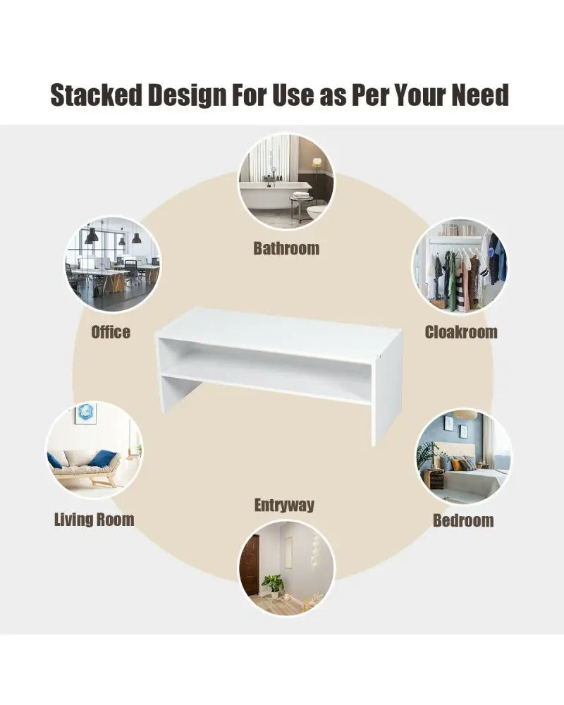3 Pieces 31-Inch Stackable Multi-Shape Shoe Rack-White - White - Shoe Racks & Storage Benches