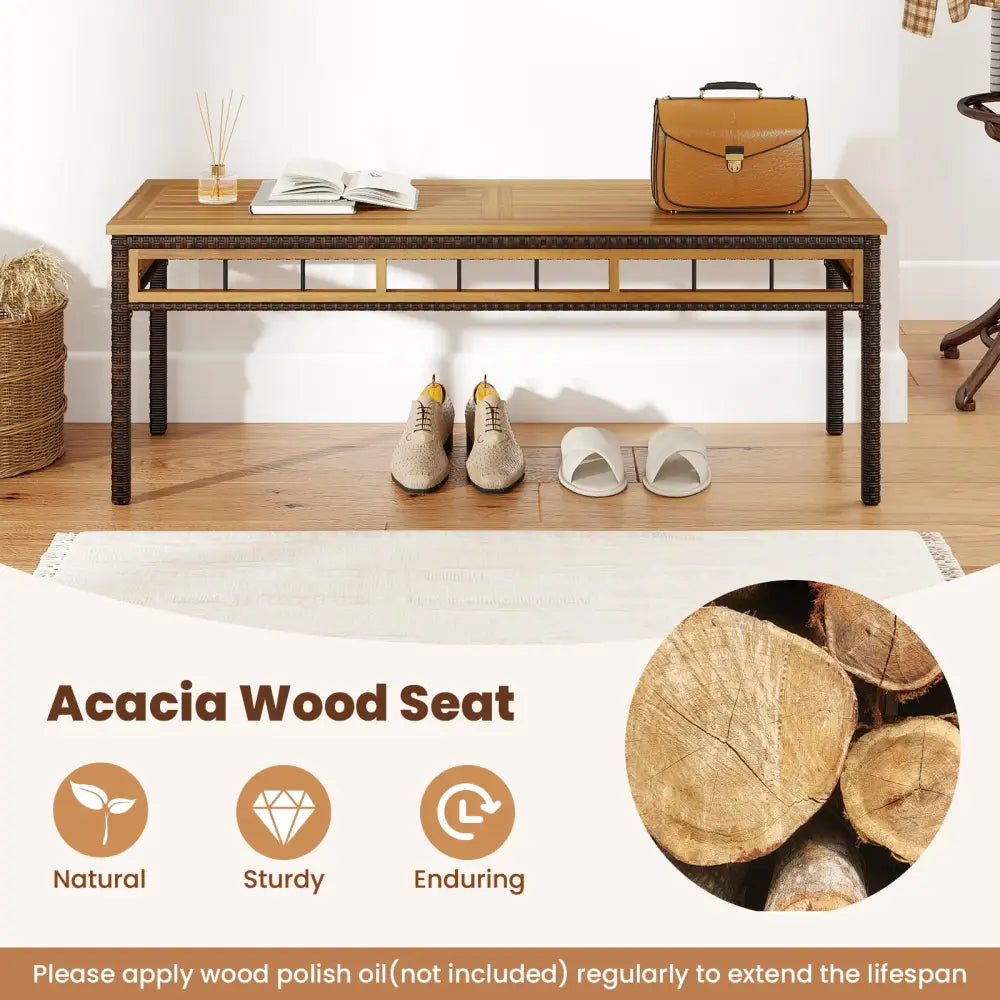 3 Pieces Acacia Wood Patio Dining Set for Deck and Backyard - Patio Dining Sets