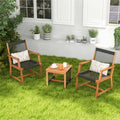 3 Pieces Acacia Wood Patio Furniture Set with Armchairs Coffee Table - Multicolor - Patio Conversation Sets