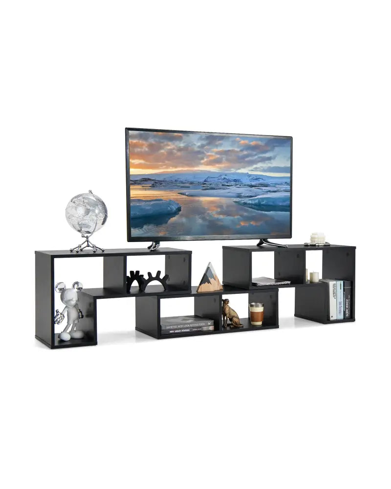 3 Pieces Adjustable TV Stand for TVs up to 65 Inch with Shelves-Black - Black - Entertainment Centers & TV Stands