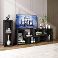3 Pieces Adjustable TV Stand for TVs up to 65 Inch with Shelves-Black - Black - Entertainment Centers & TV Stands