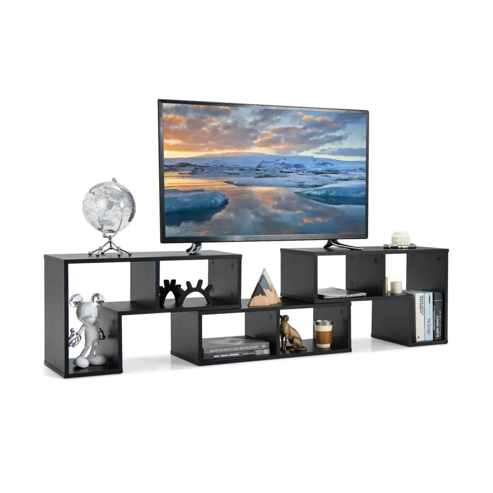 3 Pieces Adjustable TV Stand for TVs up to 65 Inch with Shelves-Black - Black - Entertainment Centers & TV Stands