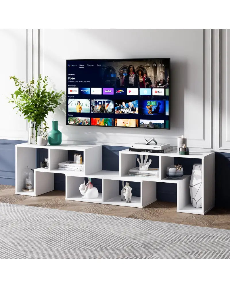3 Pieces Adjustable TV Stand for TVs up to 65 Inch with Shelves-White - White - Entertainment Centers & TV Stands