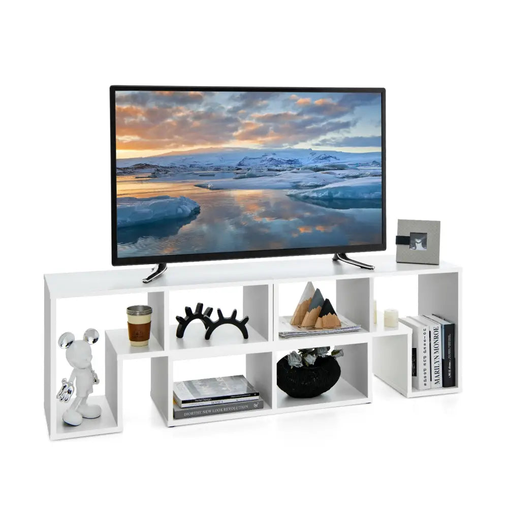 3 Pieces Adjustable TV Stand for TVs up to 65 Inch with Shelves-White - White - Entertainment Centers & TV Stands