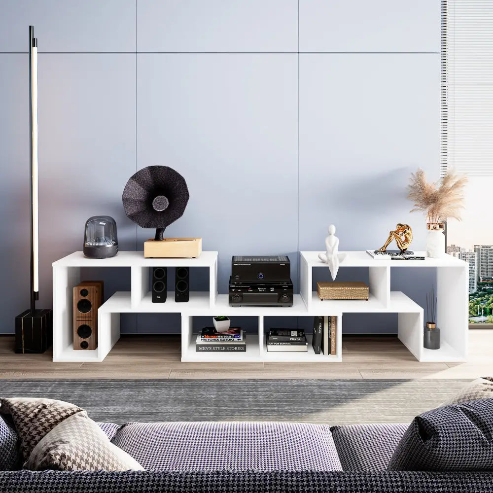 3 Pieces Adjustable TV Stand for TVs up to 65 Inch with Shelves-White - White - Entertainment Centers & TV Stands