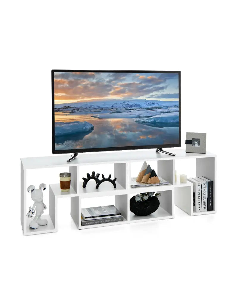 3 Pieces Adjustable TV Stand for TVs up to 65 Inch with Shelves-White - White - Entertainment Centers & TV Stands